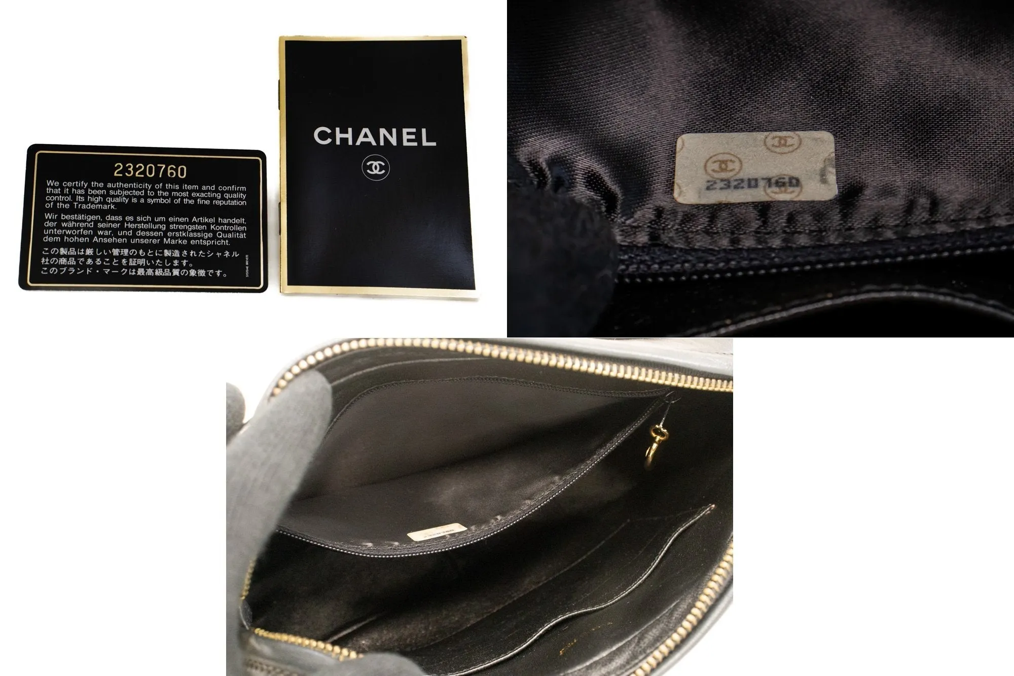 CHANEL Vintage Tassel Chain Shoulder Bag Black Quilted Zipper Lamb