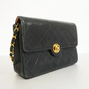 ChanelAuth  Matelasse Chain Shoulder Lambskin Women's Leather Shoulder Bag Black