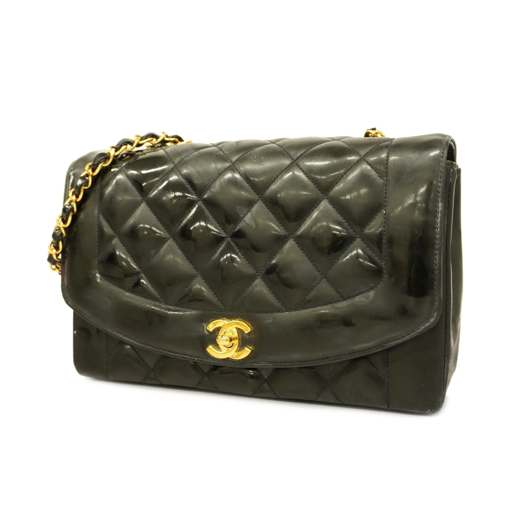 ChanelAuth  Matelasse Diana Flap Chain Shoulder Women's Leather Shoulder Bag