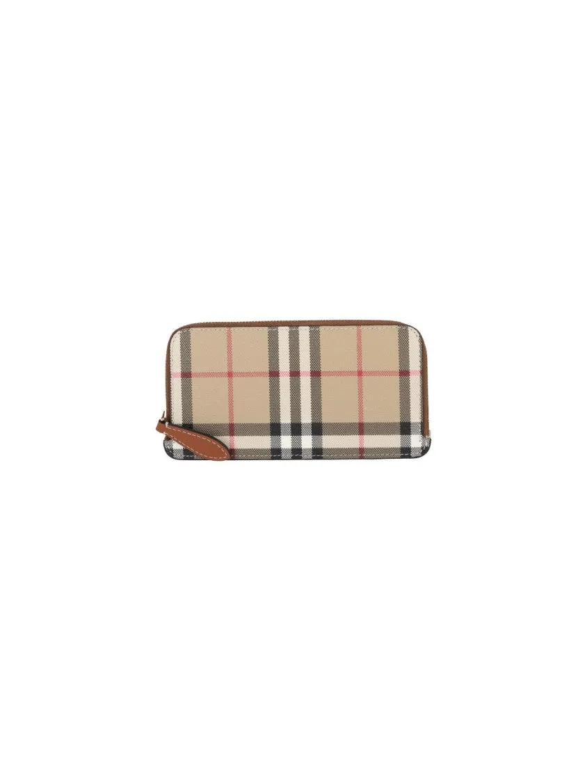 Check' Zip Wallet ?Beige