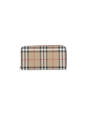 Check" Zip Wallet ?Beige
