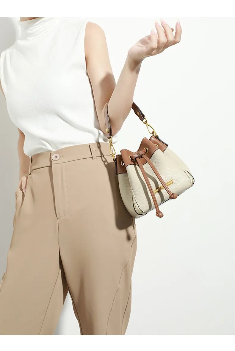 Chic Genuine Leather Designer Bucket Bag: New Fashion for Women