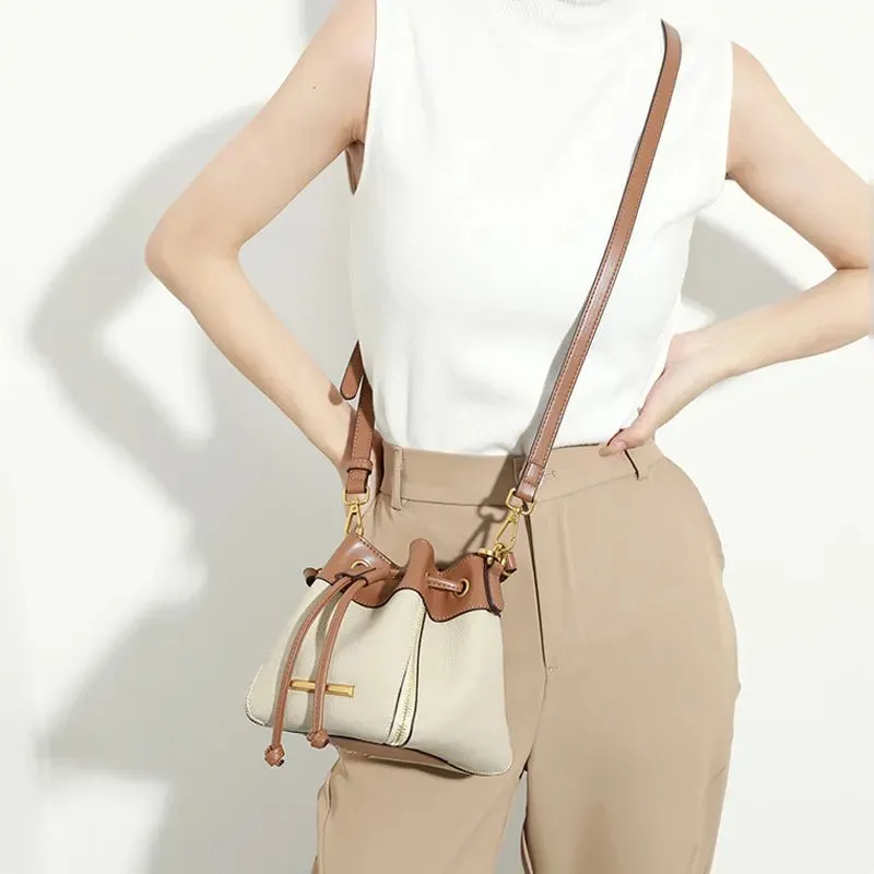 Chic Genuine Leather Designer Bucket Bag: New Fashion for Women