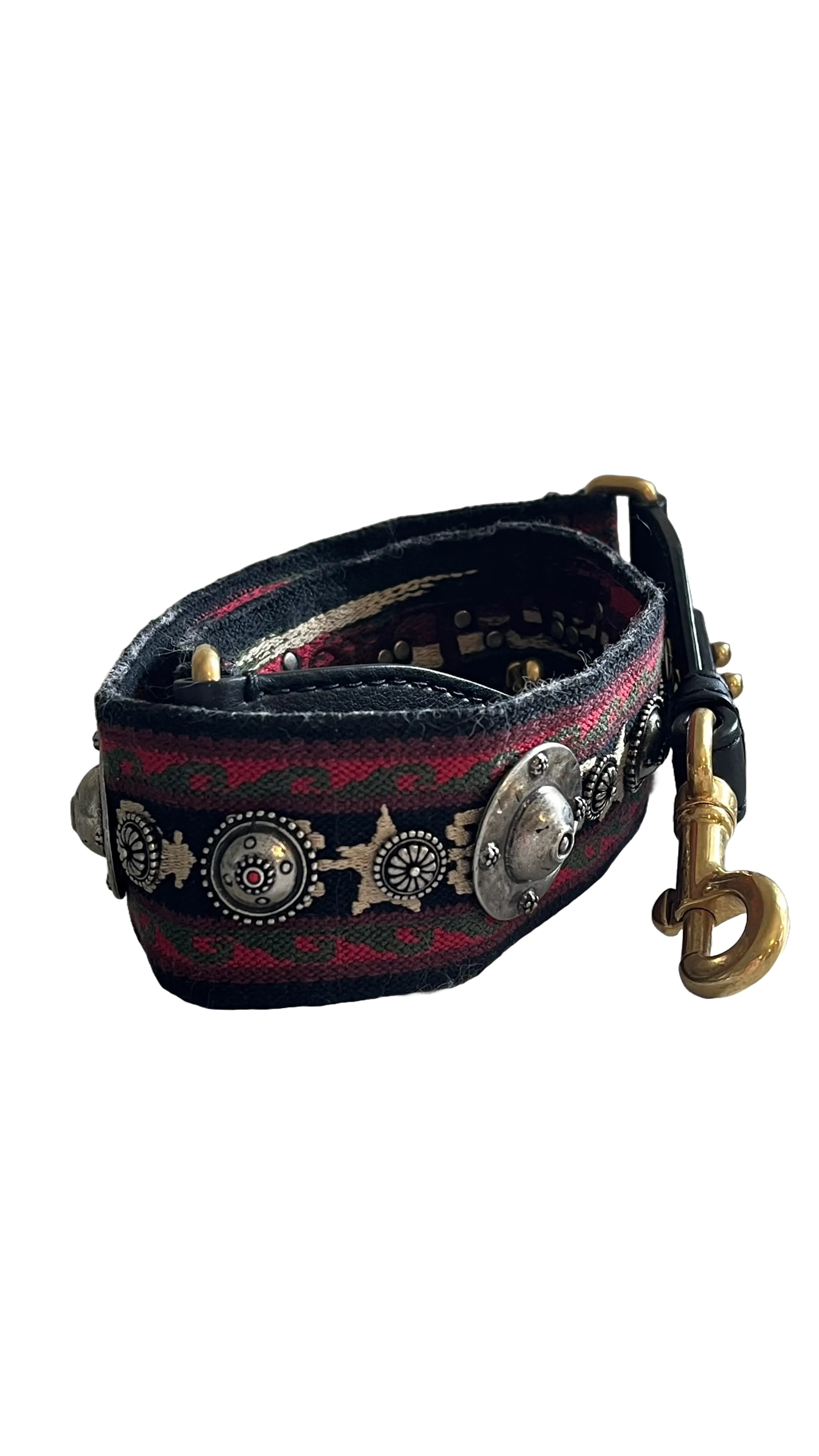 Christian Dior Canvas Embroidered Studded Bohemian Shoulder Strap