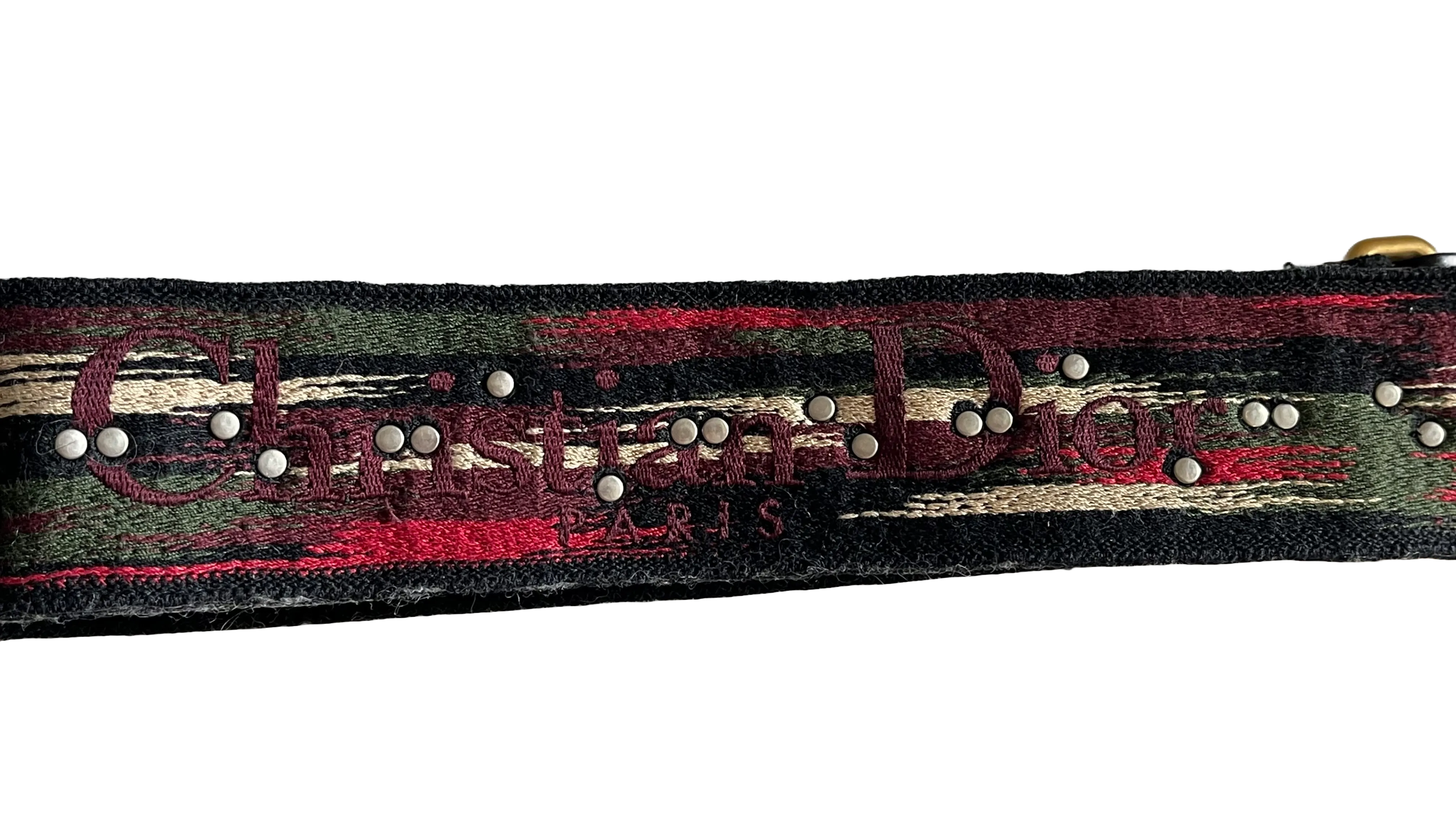 Christian Dior Canvas Embroidered Studded Bohemian Shoulder Strap