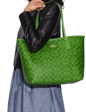 Coach City Tote In Blocked Signature Canvas
