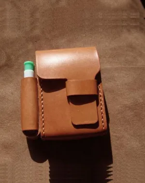 Cool Brown Leather Mens Cigarette Case with Lighter Holder Belt Loop for Men