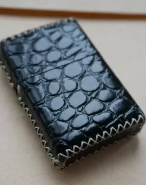 Cool Handmade Black Leather Mens Classic Zippo Lighter Case Standard Zippo Lighter Holder for Men
