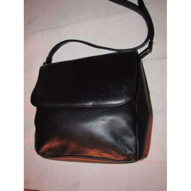 Decca black leather & gunmetal hardware shoulder bag