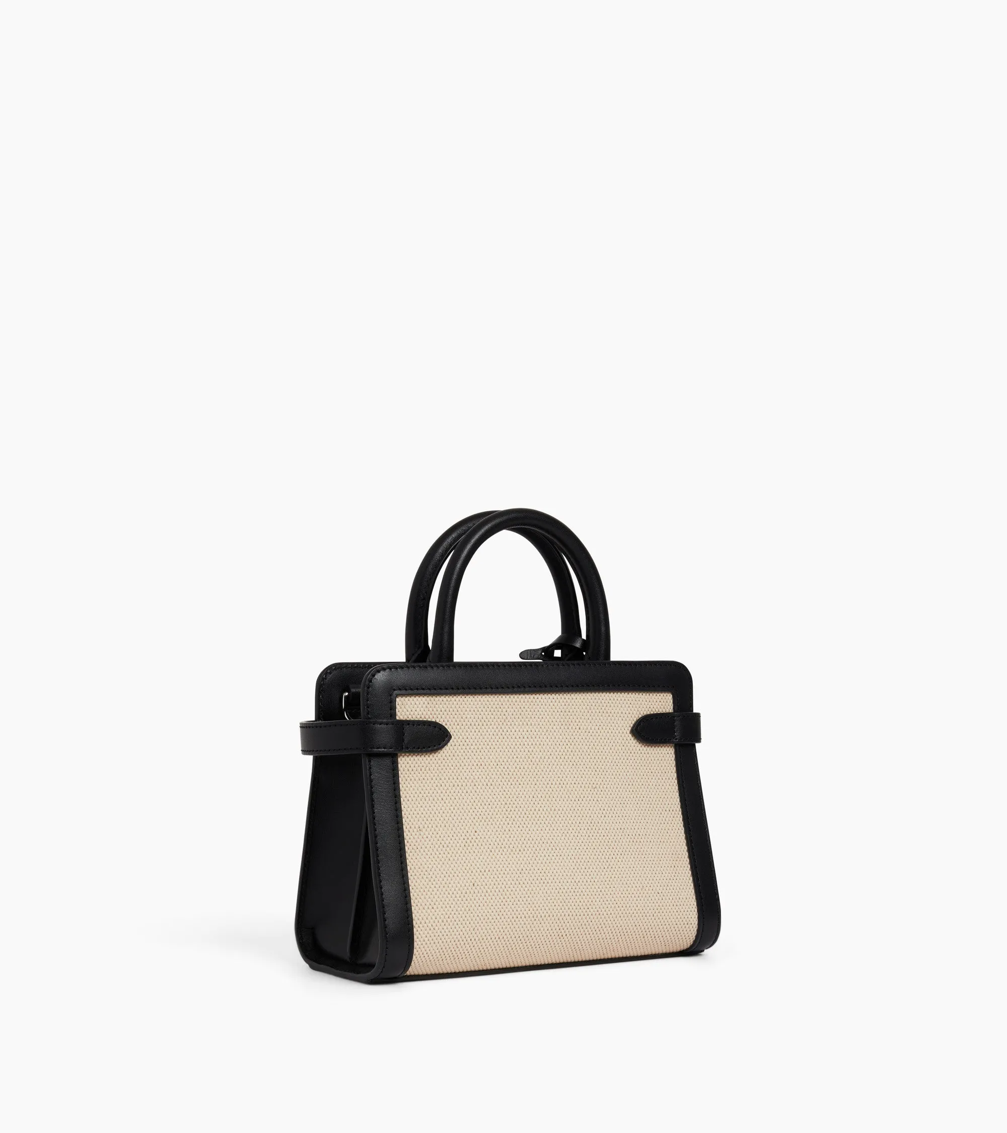 Emilie small handbag in cotton canvas and smooth leather