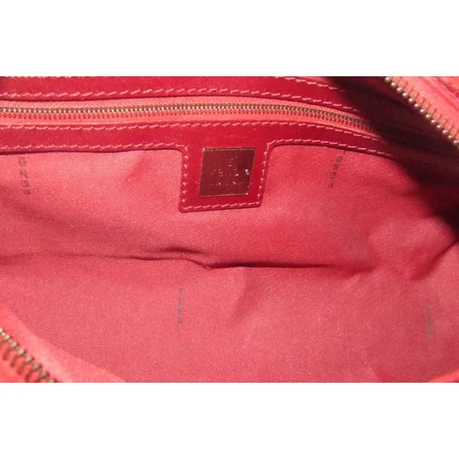 Fendi Style Shoulder Purses Dark Red Suede And Leather With Rose Gold Hardware Satchel