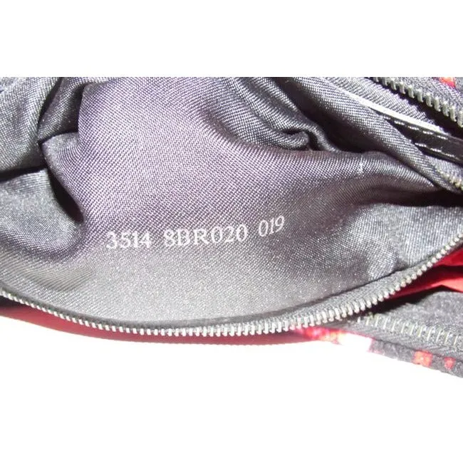 Fendi Style Shoulder Purses Red Pink And Black Knit Design Wool And Black Leather Hobo Bag