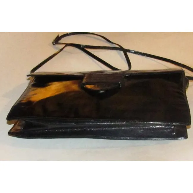 Fendi Vintage Ferragamo Pursesdesigner Purses Black Patent Leather Shoulder Bag