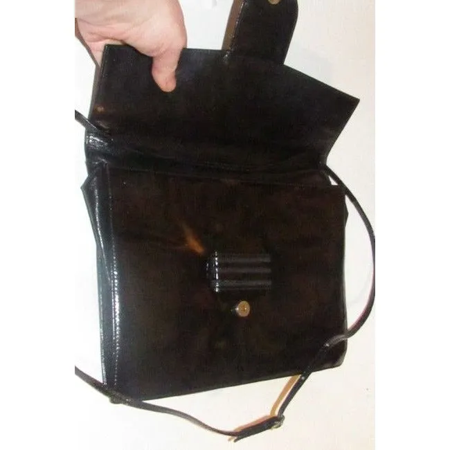 Fendi Vintage Ferragamo Pursesdesigner Purses Black Patent Leather Shoulder Bag