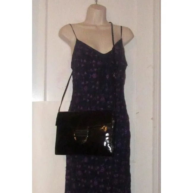Fendi Vintage Ferragamo Pursesdesigner Purses Black Patent Leather Shoulder Bag
