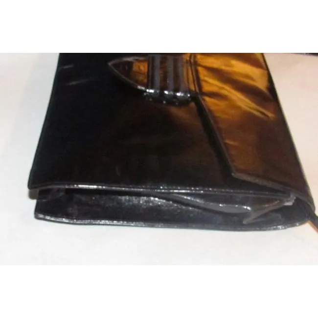 Fendi Vintage Ferragamo Pursesdesigner Purses Black Patent Leather Shoulder Bag