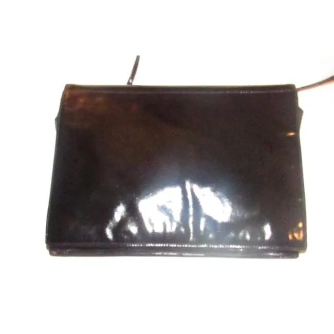 Fendi Vintage Ferragamo Pursesdesigner Purses Black Patent Leather Shoulder Bag