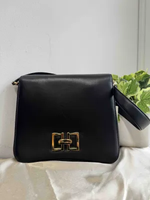 Ferragamo Black Lambskin Shoulder Bag