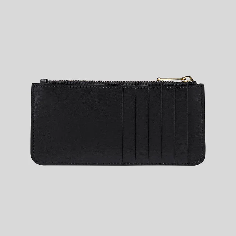FERRAGAMO Vara Blow Calf Leather Flat Card Case Wallet Black 734494