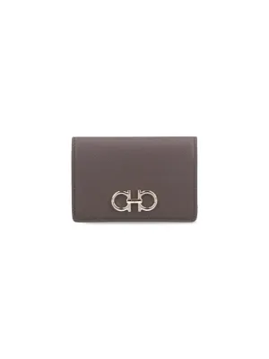 Gancini" Bi-Fold Card Holder - Taupe