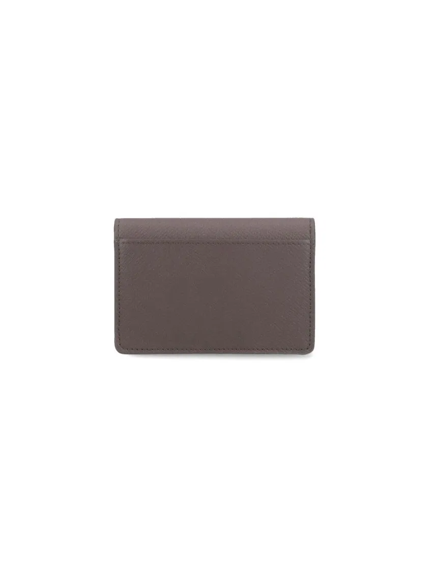 Gancini" Bi-Fold Card Holder - Taupe