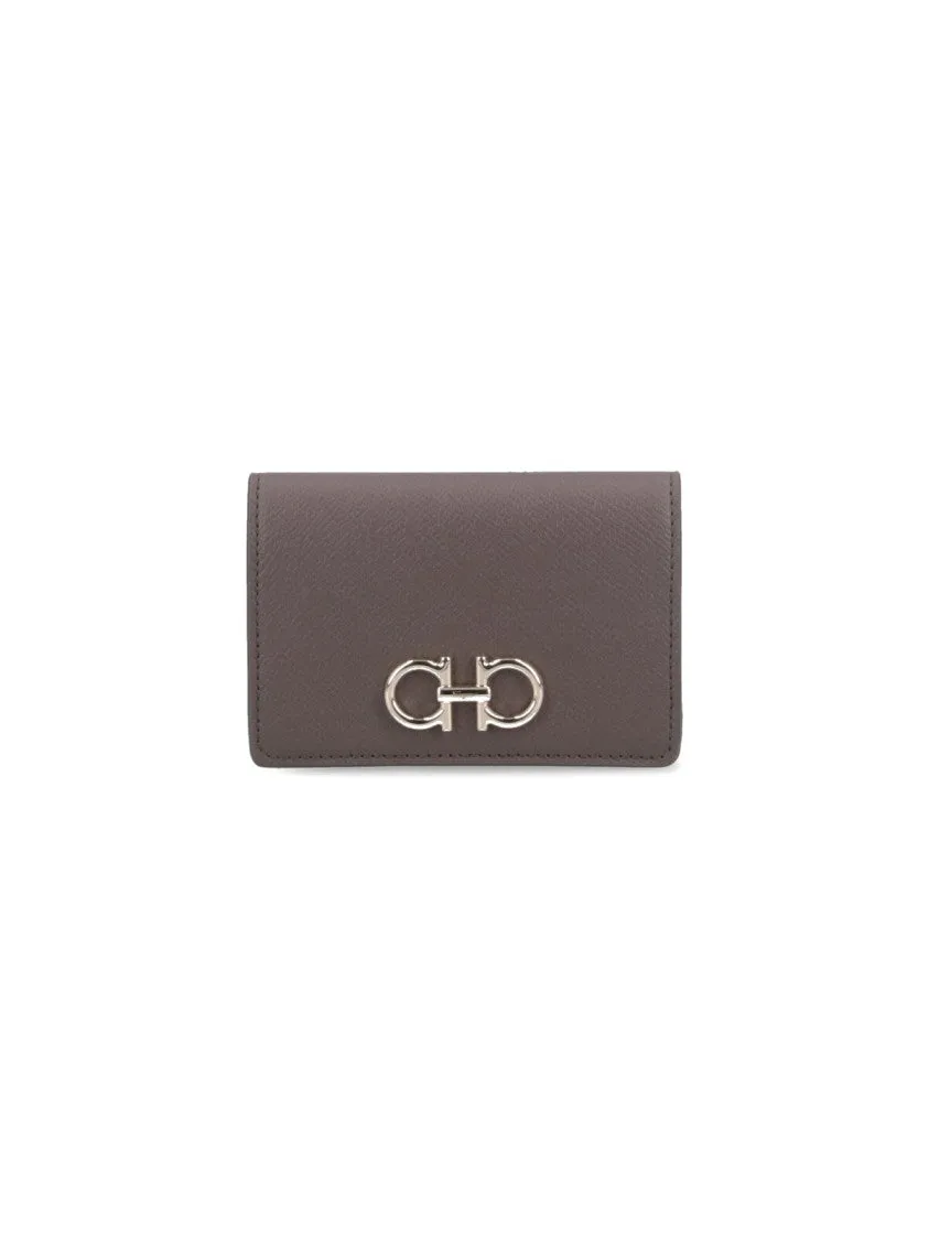 Gancini" Bi-Fold Card Holder - Taupe