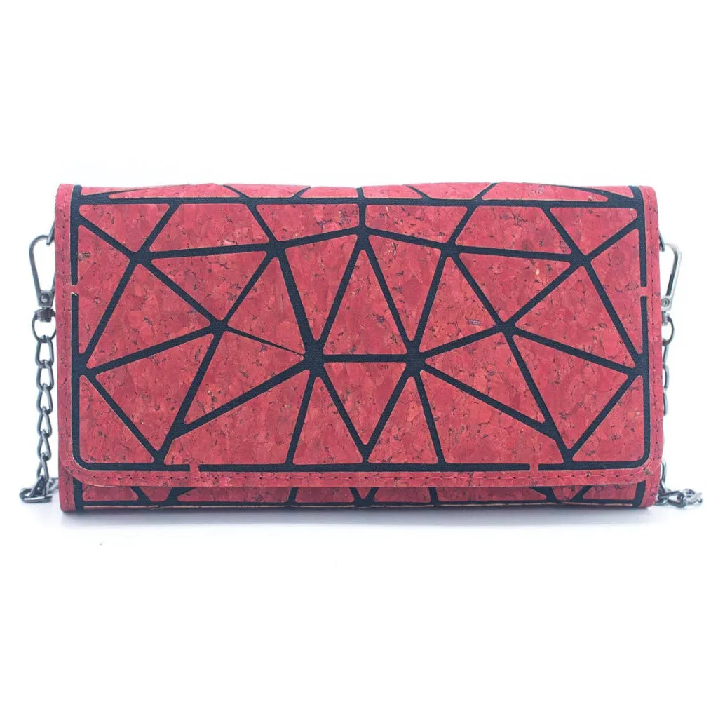 Geometric Pattern Natural Cork with Chain Ladies phone Wallet and Crossbody Bag BAG-2217