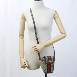 GUCCI 598912 Mini Shoulder Bag Ofidia Diagonal GG Supreme/leather beige Women