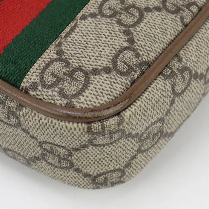 GUCCI 598912 Mini Shoulder Bag Ofidia Diagonal GG Supreme/leather beige Women