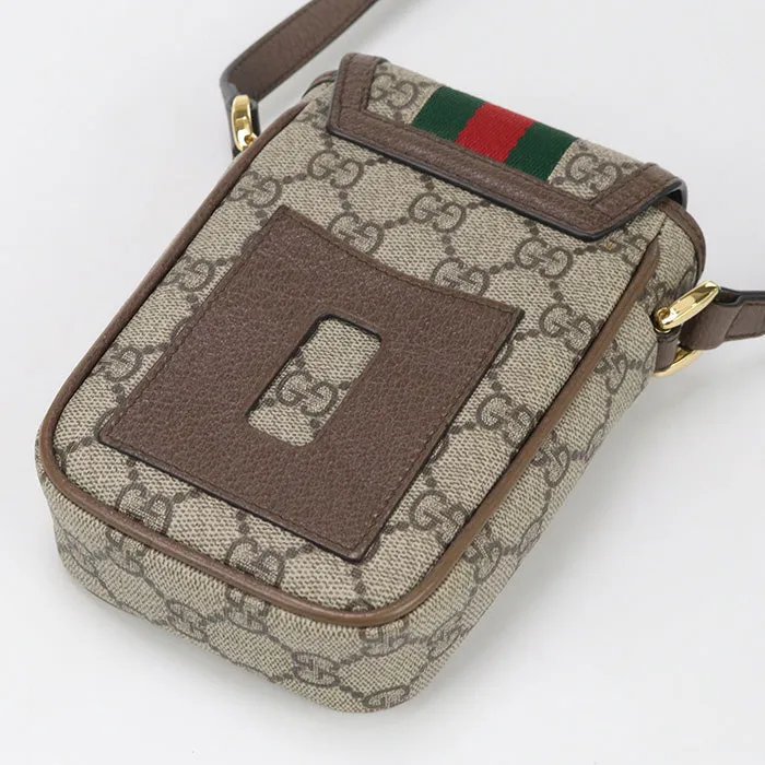 GUCCI 598912 Mini Shoulder Bag Ofidia Diagonal GG Supreme/leather beige Women