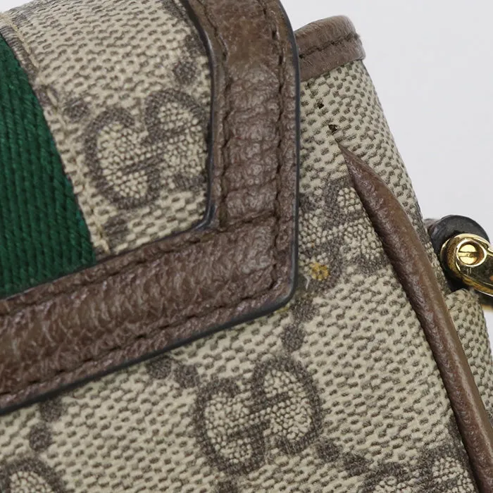 GUCCI 598912 Mini Shoulder Bag Ofidia Diagonal GG Supreme/leather beige Women
