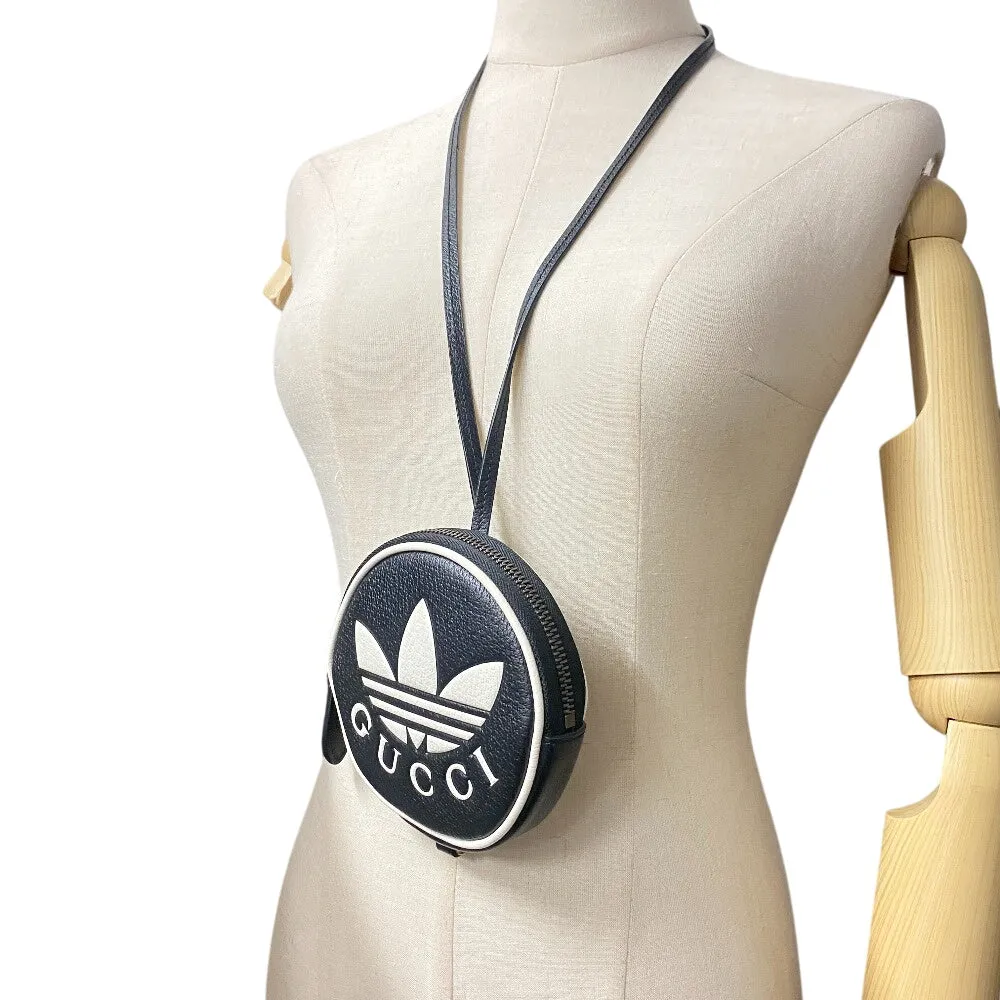 GUCCI Coin case 721903 leather black Adidas Collaboration Card Case Trefoil Leather Shoulder Pouch Women(Unisex) Used