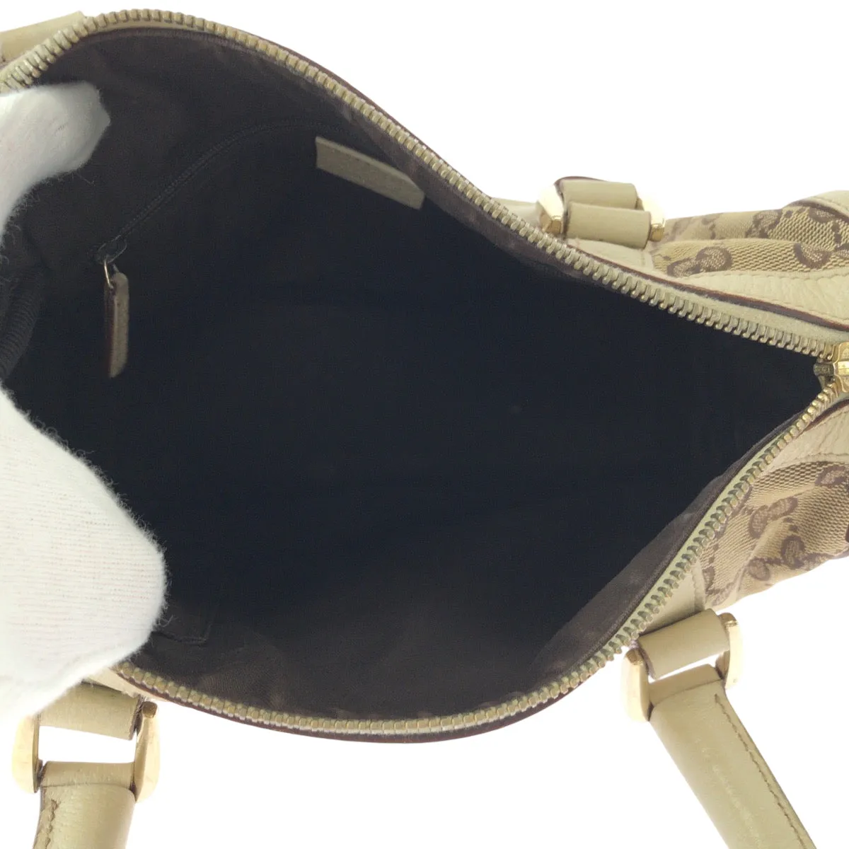 GUCCI Handbag 130942 GG canvas Beige Ivory Gold Metal Handbags Mini Boston Duffel bag Shoulder Bag Abbey Women Used