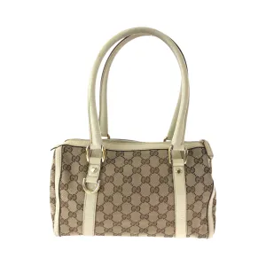 GUCCI Handbag 130942 GG canvas Beige Ivory Gold Metal Handbags Mini Boston Duffel bag Shoulder Bag Abbey Women Used