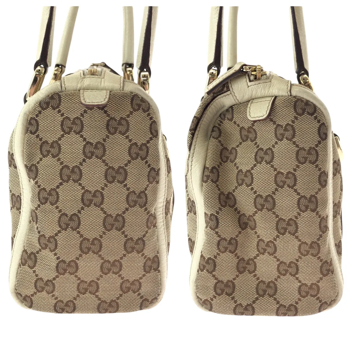 GUCCI Handbag 130942 GG canvas Beige Ivory Gold Metal Handbags Mini Boston Duffel bag Shoulder Bag Abbey Women Used