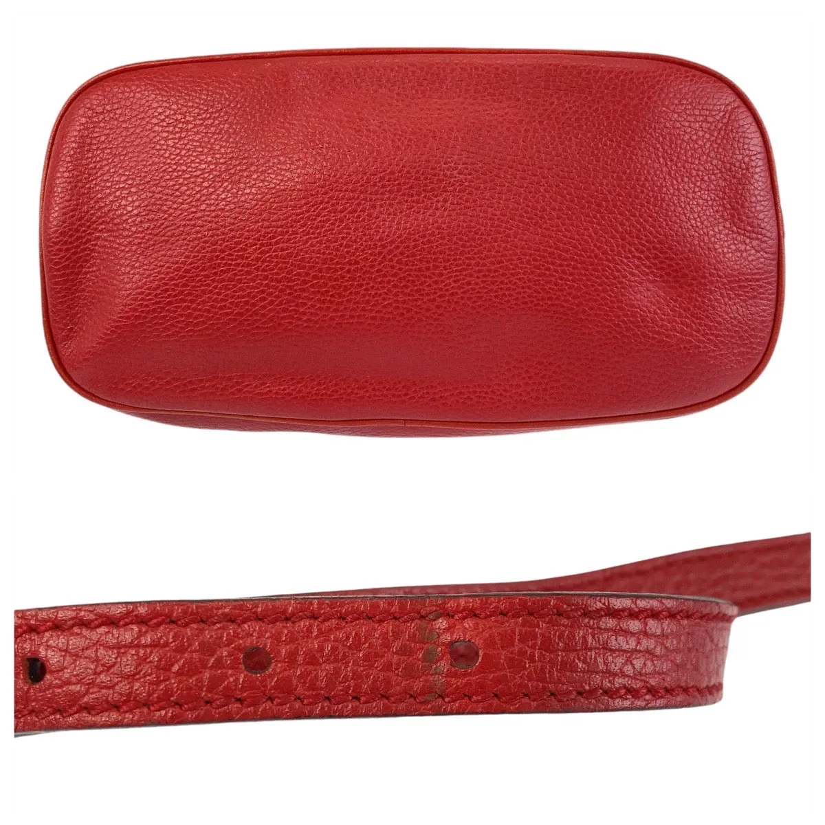 GUCCI Handbag 449662 leather Red Gold Metal Handbag Shoulder Bag 2way Interlocking Women Used