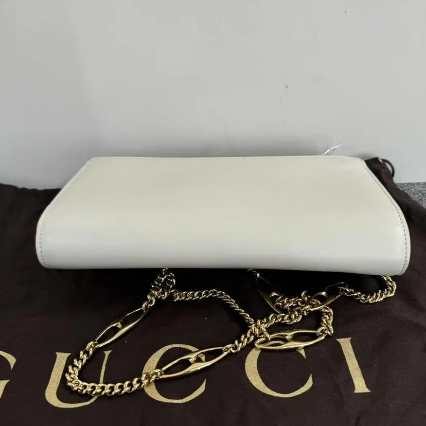 Gucci Horsebit 1955 White Shoulder Bag