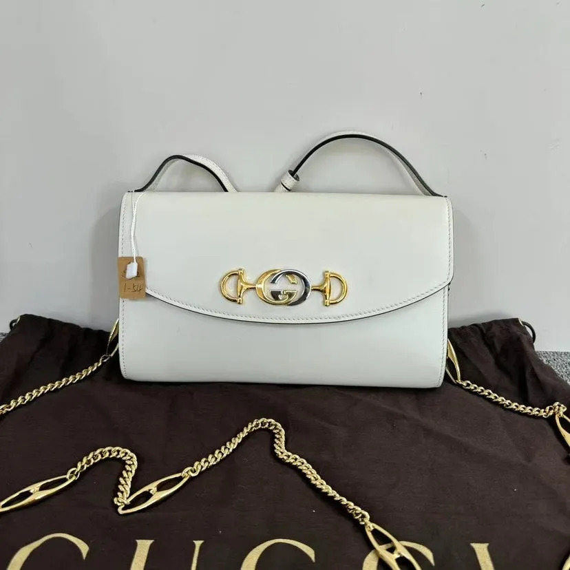 Gucci Horsebit 1955 White Shoulder Bag