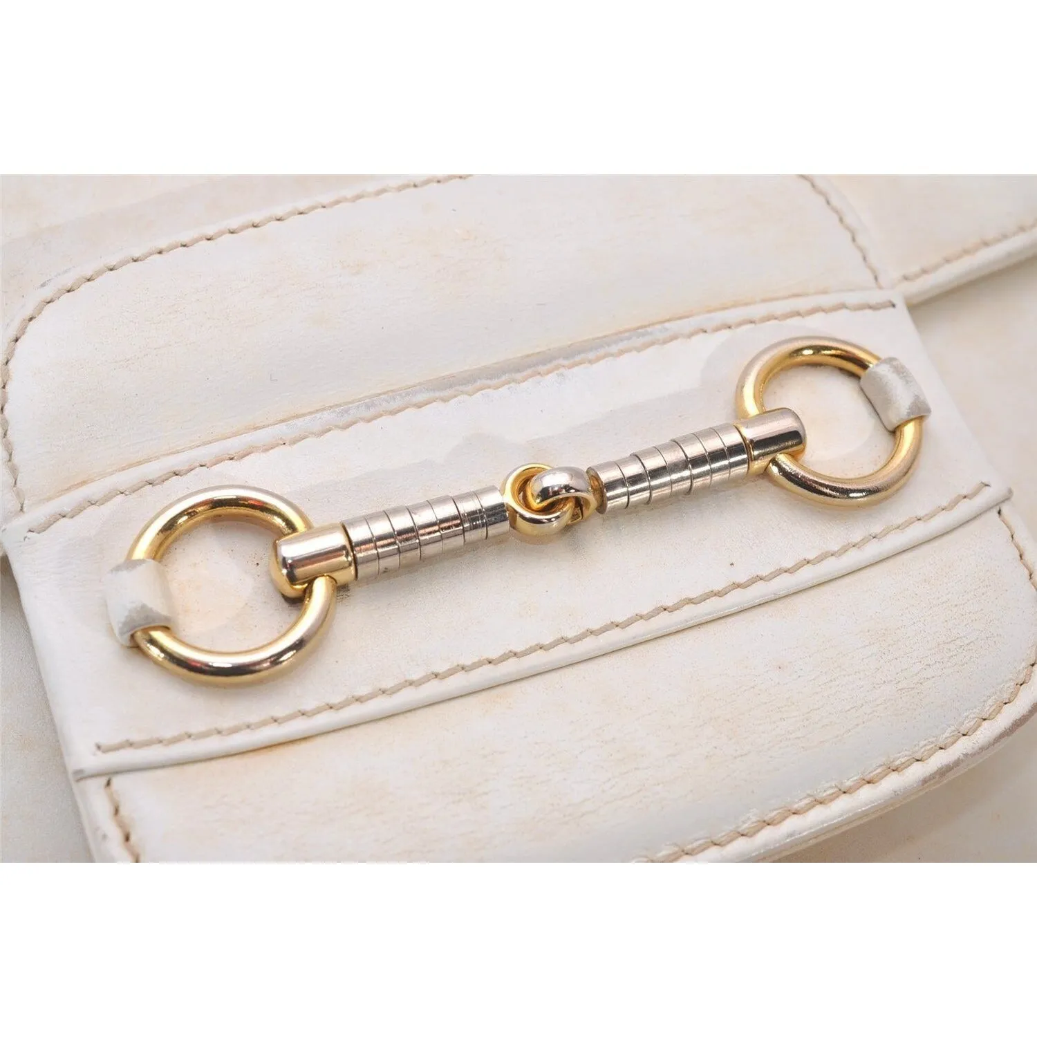 Gucci Ivory Leather 1955 Horse-bit Shoulder bag with two-tone hardware