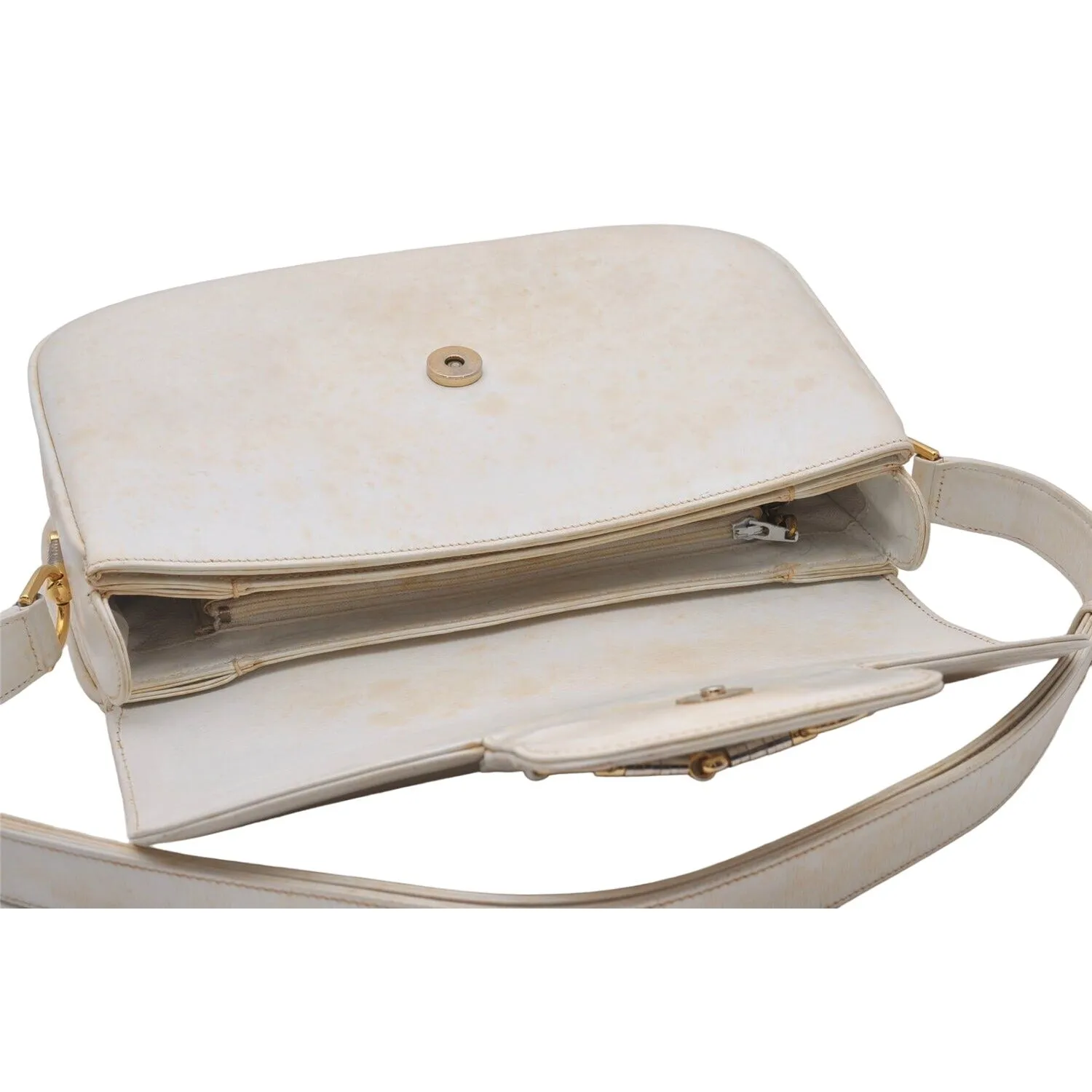 Gucci Ivory Leather 1955 Horse-bit Shoulder bag with two-tone hardware