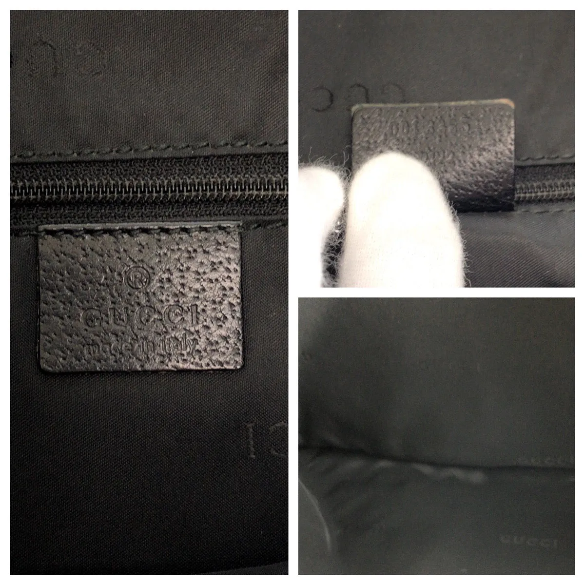GUCCI Shoulder Bag 001 3355 Nylon Black SilverMetal One Shoulder Bag Jackie Women Used