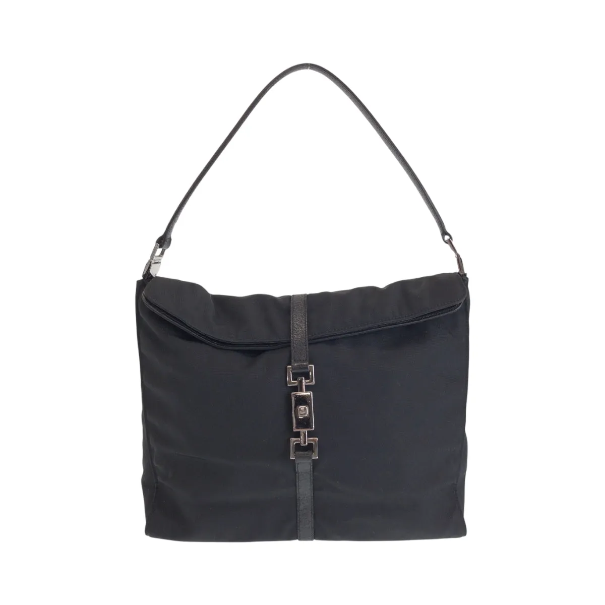 GUCCI Shoulder Bag 001 3355 Nylon Black SilverMetal One Shoulder Bag Jackie Women Used