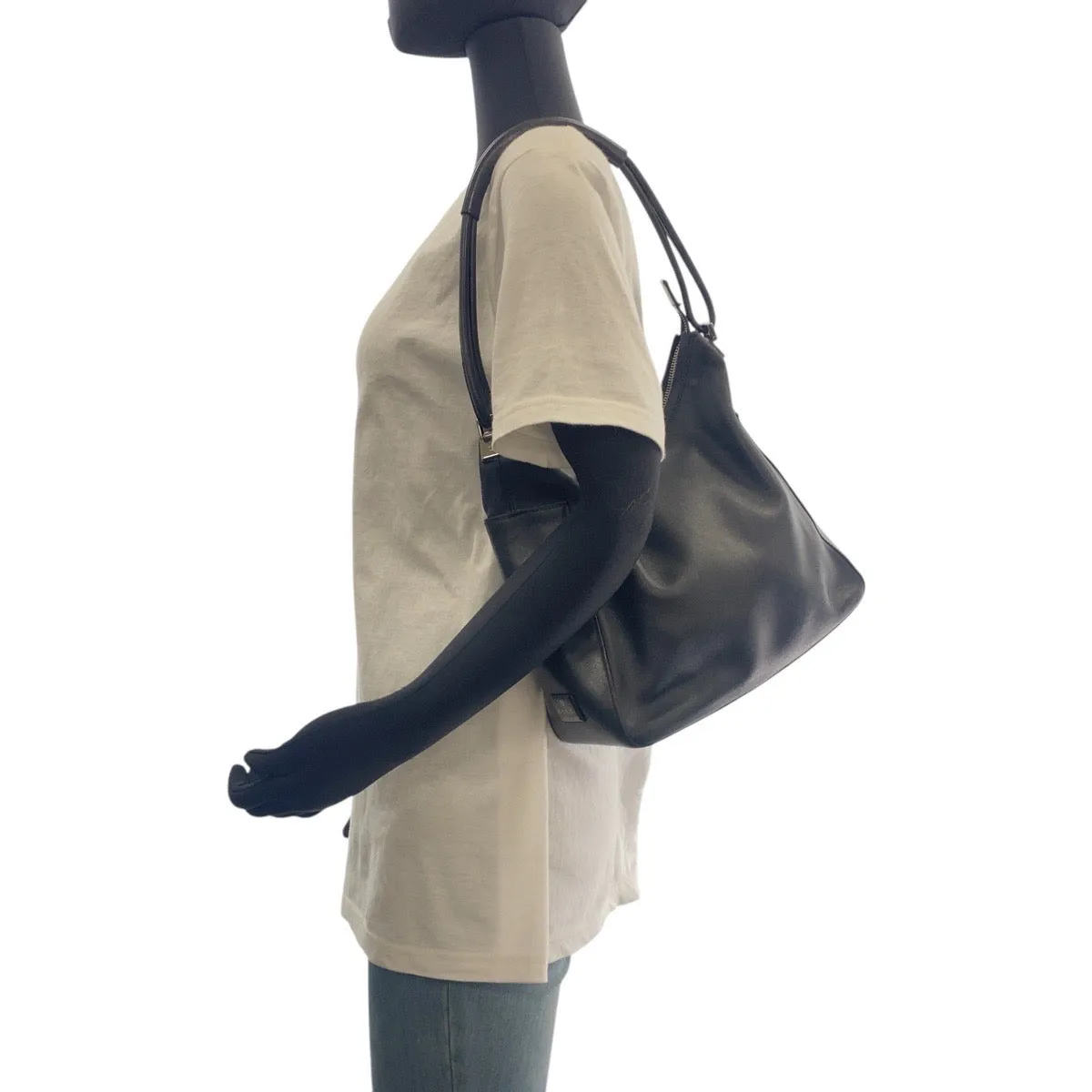 GUCCI Shoulder Bag 001 3766 leather Black SilverMetal Women Used