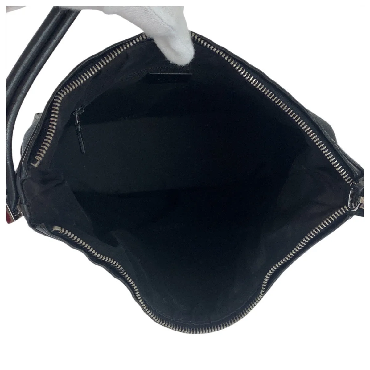 GUCCI Shoulder Bag 001 3766 leather Black SilverMetal Women Used