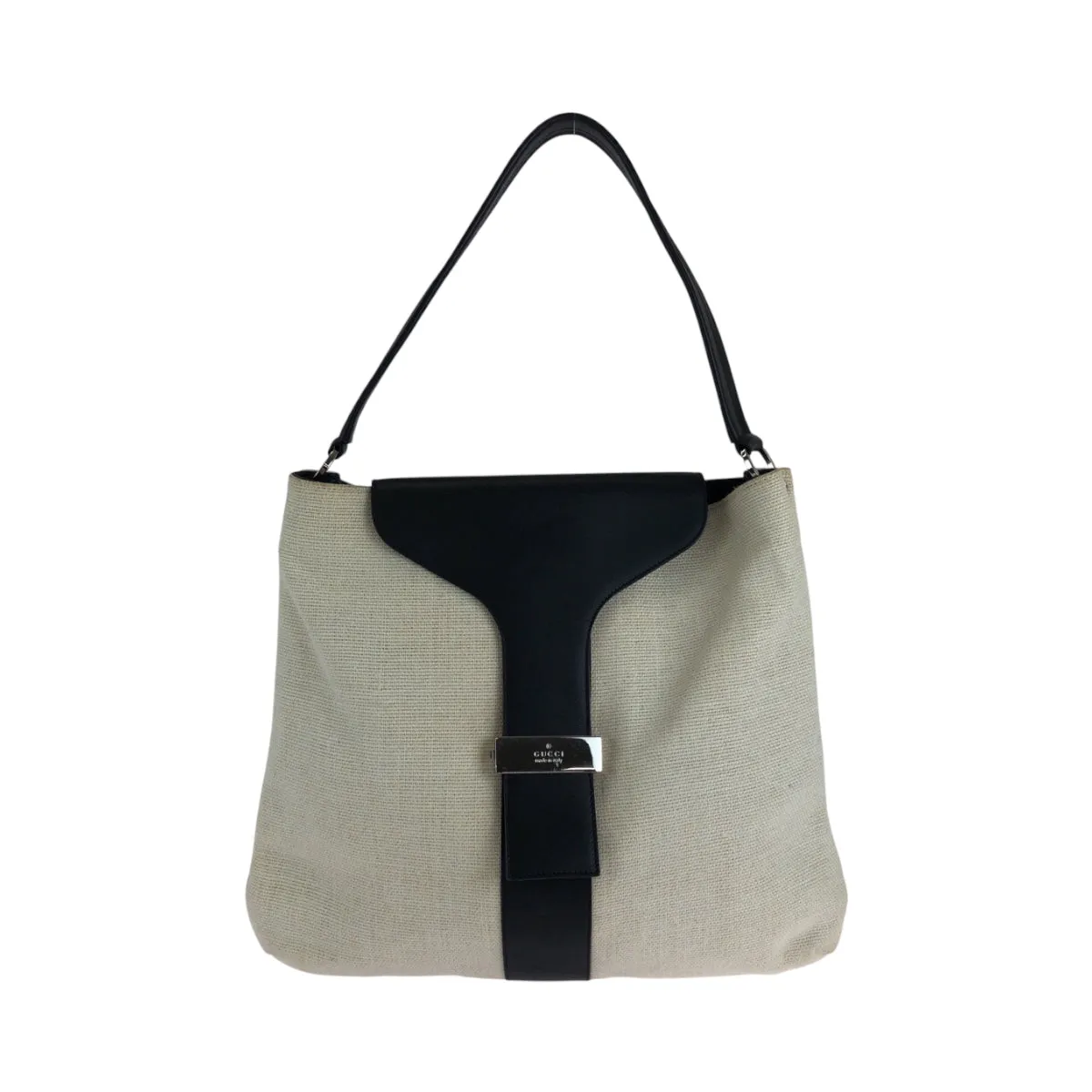 GUCCI Shoulder Bag 001 4014 001013 cotton Ivory Black SilverMetal Hobo One Shoulder Bag Women Used