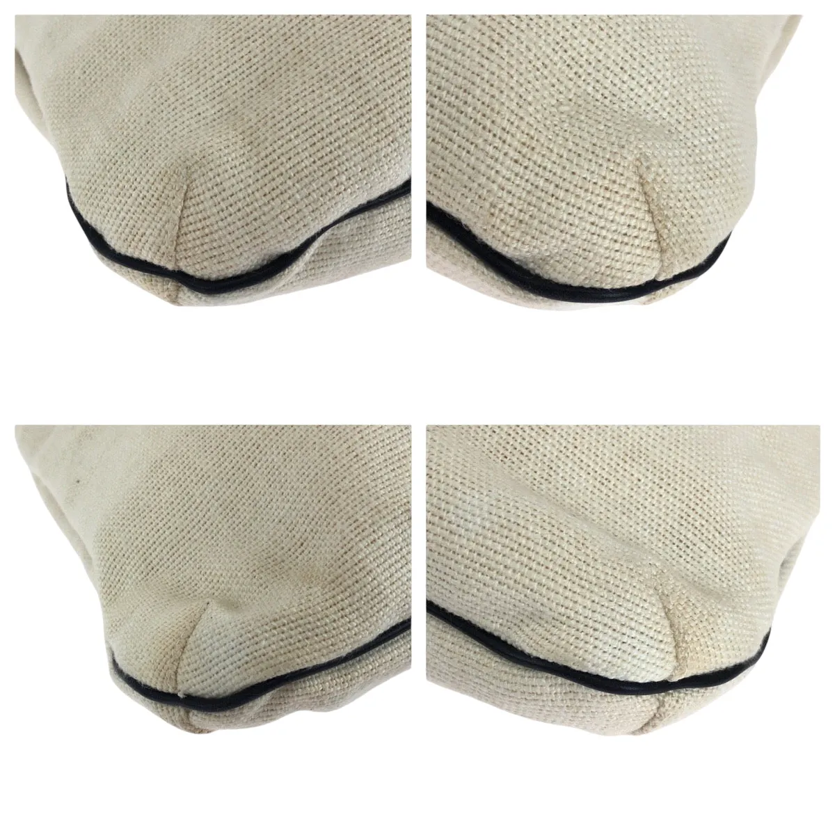 GUCCI Shoulder Bag 001 4014 001013 cotton Ivory Black SilverMetal Hobo One Shoulder Bag Women Used