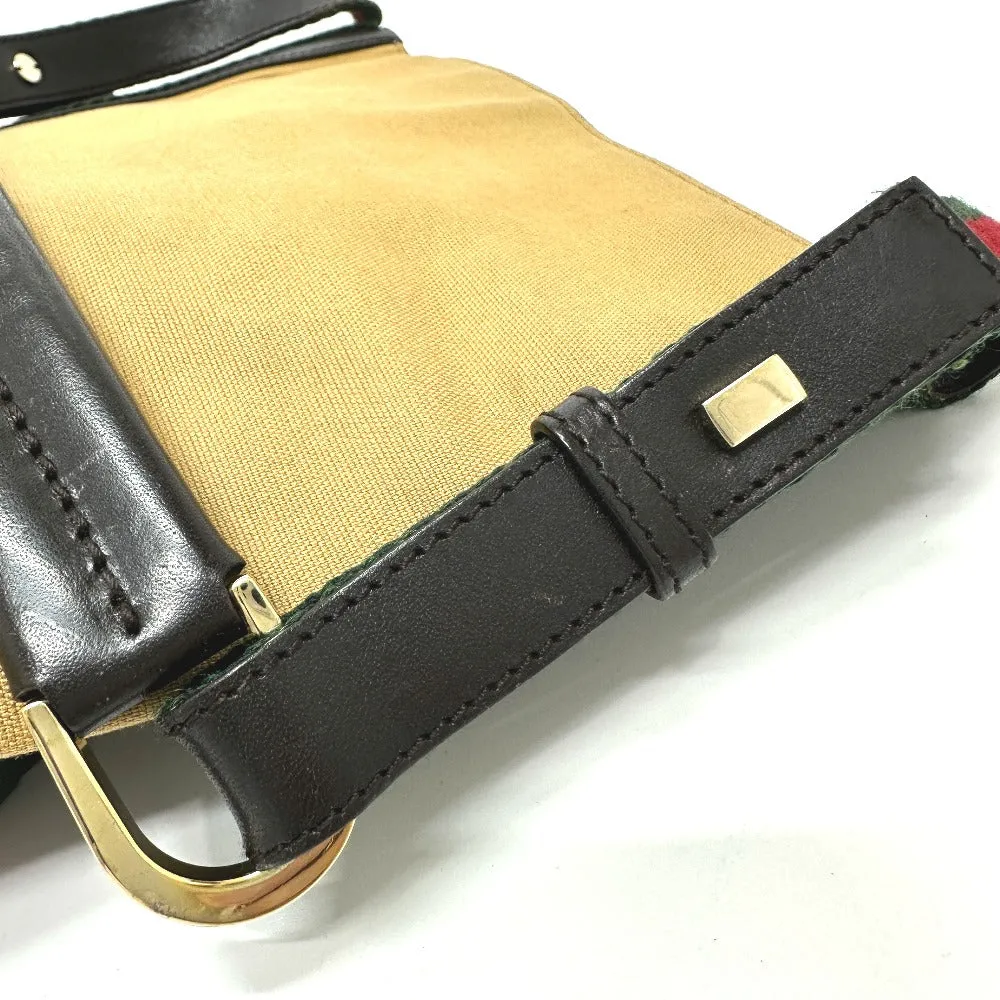GUCCI Shoulder Bag 001?E4286 Leather / canvas beige vintage Sherry line Women Used