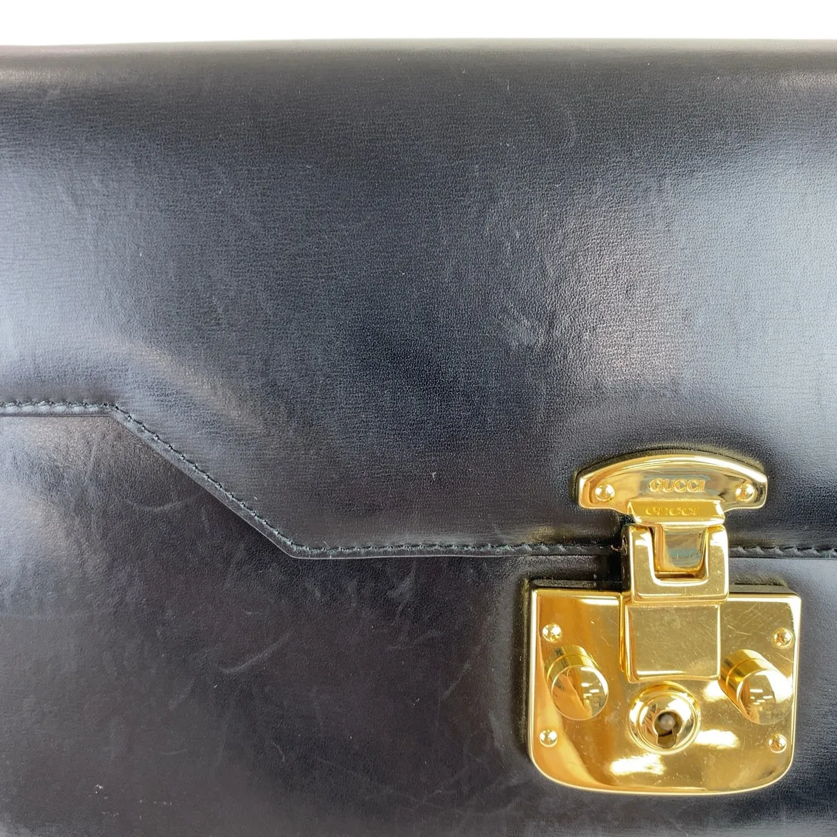 GUCCI Shoulder Bag 004.33.0450 leather Black GoldMetal Crossbody Shoulder Bag Pochette Old Gucci Ready lock Women Used