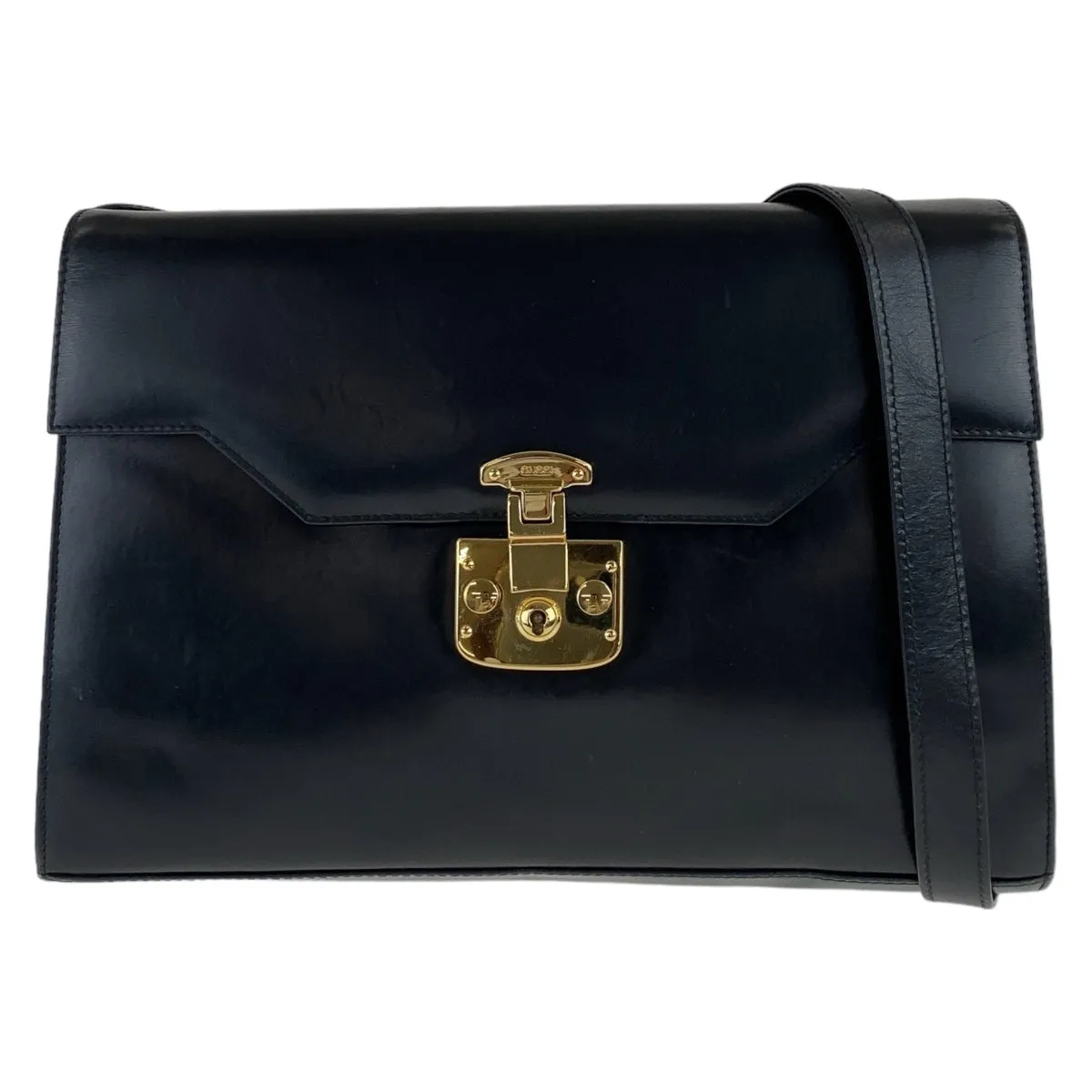 GUCCI Shoulder Bag 004.33.0450 leather Black GoldMetal Crossbody Shoulder Bag Pochette Old Gucci Ready lock Women Used