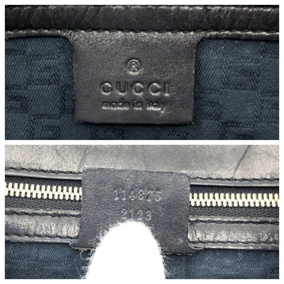 GUCCI Shoulder Bag 114875 leather Black SilverMetal Hobo Shoulder Bag Interlocking Women Used